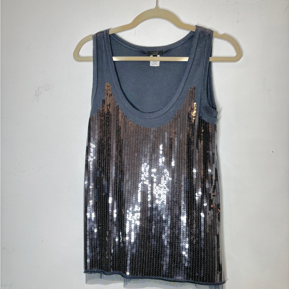 J. Crew Blue Sequin Tank Top